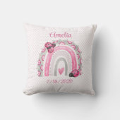虹の誕生日を迎えたピンクのレディーバグ クッション (正面)