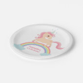 虹の誕生日パーティー用品に魔法のユニコーン ペーパープレート (アングル)