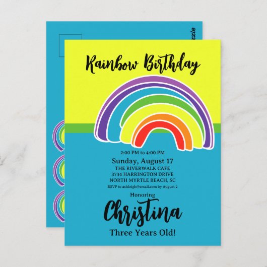 虹の誕生日パーティー ポストカード (正面/裏面)