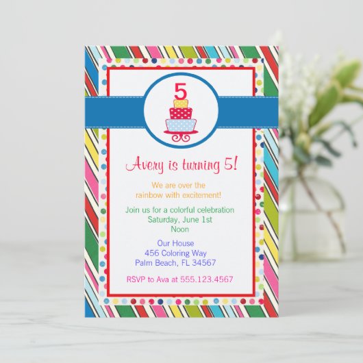 虹の誕生日会の招待状 招待状 (スタンド正面)