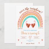 虹の誕生日招待状 水彩虹の誕生日招待状 招待状 (正面/裏面)