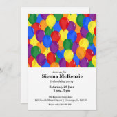 虹の誕生日風船 招待状 (正面/裏面)