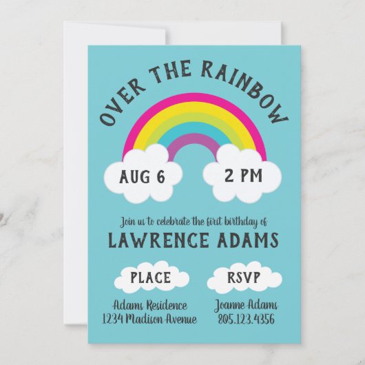 虹の誕生日 招待状 (正面)