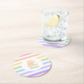 虹の誕生40周年おめでとうストライプ ラウンドペーパーコースター (インサイチュ)