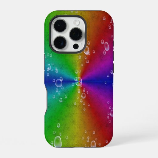 虹の象の皮の革のドロップ付きオプション iPhoneケース (裏面)