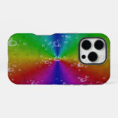 虹の象の皮の革のドロップ付きオプション iPhoneケース (裏面横)