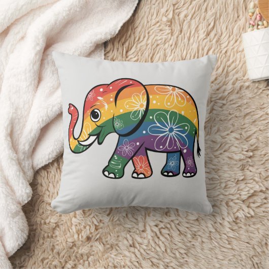 虹の象 クッション (ブランケット)