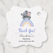 虹の赤ちゃんカラフルシャワー付き可愛い象 フェイバータグ (裏面)