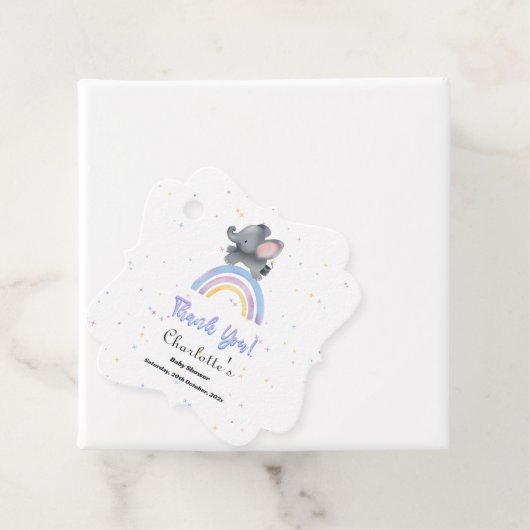 虹の赤ちゃんカラフルシャワー付き可愛い象 フェイバータグ (インサイチュ)