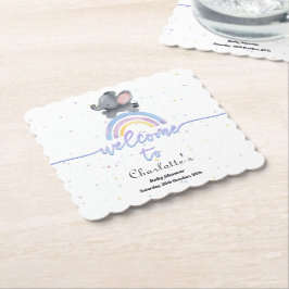 虹の赤ちゃんカラフルシャワー付き可愛い象 ペーパーコースター