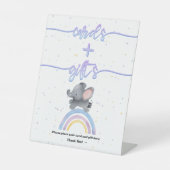 虹の赤ちゃんカラフルシャワー付き可愛い象 台座サイン (正面)