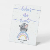 虹の赤ちゃんカラフルシャワー付き可愛い象 台座サイン (正面)