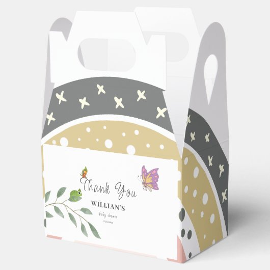 虹の赤ちゃんシャワーの上のジャングルありがとう フェイバーボックス (オープン)