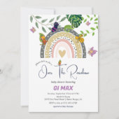 虹の赤ちゃんシャワーの上のジャングル 招待状 (正面)