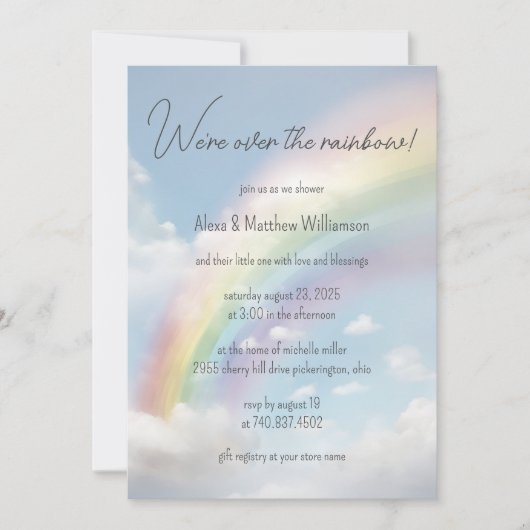 虹の赤ちゃんシャワーを浴びる 招待状 (正面)