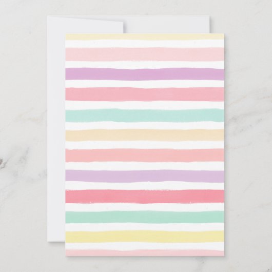 虹の赤ちゃんシャワー招待カードパステルカラー 招待状 (裏面)