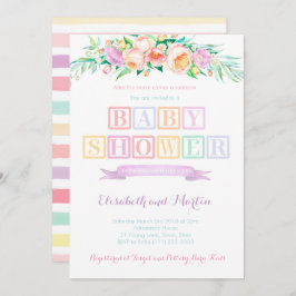 虹の赤ちゃんシャワー招待カードパステルカラー 招待状