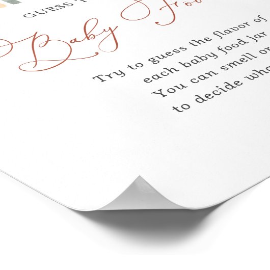 虹の赤ちゃんシャワー推測ベビー食品の看板 ポスター (角)