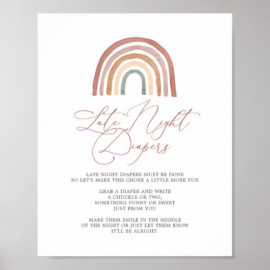 虹の赤ちゃんシャワー深夜おむつサイン ポスター (正面)