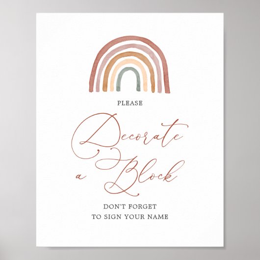 虹の赤ちゃん飾シャワーAブロック標識 ポスター (正面)