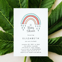 虹の赤ん坊のシャワー男女兼用を少し越えて 招待状
