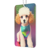 虹の輝きにクリームの耳を持つ白いプードル カーエアーフレッシュナー (左)