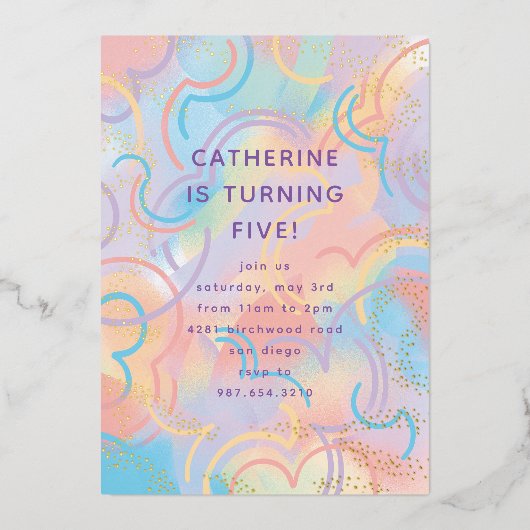 虹の輝き 箔招待状 (正面)