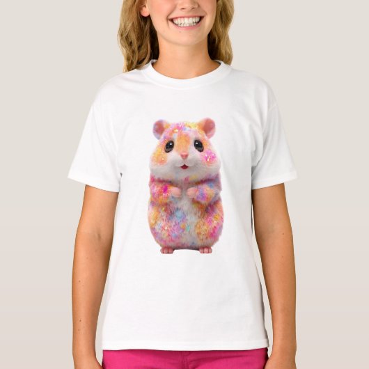 虹の輝き 銀河ハムスター キッズ Tシャツ (正面)
