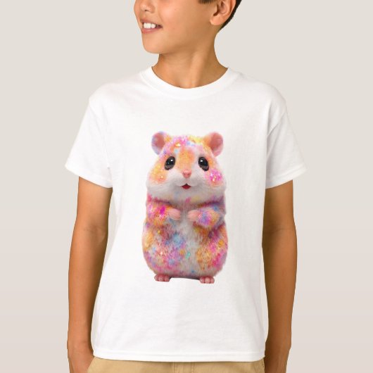 虹の輝き 銀河ハムスター キッズ Tシャツ (正面)