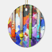 虹の進行中の絵筆の写真撮影 セラミックオーナメント (左)