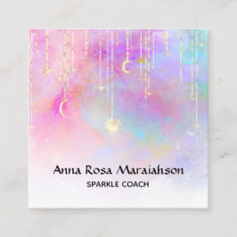 *~*虹の金ゴールド輝きグリッタームーン·サン·ユニコーン スクエア名刺