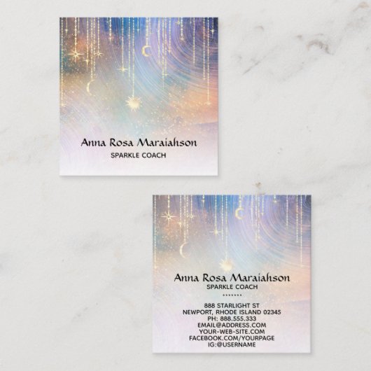 *~*虹の金ゴールド輝く月の天球 スクエア名刺 (正面/裏面)