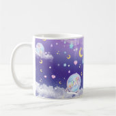虹の銀河系とのかわいいかわいいのパステル調のユニコーン コーヒーマグカップ (左)