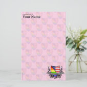 虹の陽気なレズビアンのプライドの盾の旗 便箋 (スタンド正面)