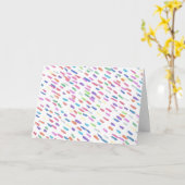 虹の雨滴プリント カード (黄色い花)