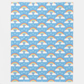 虹の雨雲オンブルー フリースブランケット (正面)