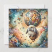 虹の雲かわいいバニークリスチャンの復活祭 シーズンカード (正面)