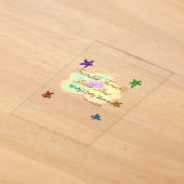 虹の雲がきらきらトゥインクルリトルスター赤ちゃん アクリル招待状 (レイダウン)