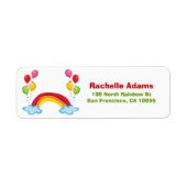 虹の雲とバルーン子供の誕生日アドレス ラベル (正面)