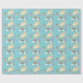 虹の雲と花と幸せな一角獣 ラッピングペーパー (フラット)