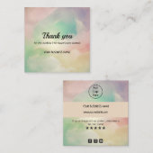 虹の雲のグラデーションのビジネスサンキューカード スクエア名刺 (正面/裏面)