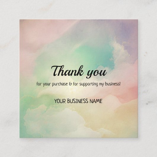 虹の雲のグラデーションのビジネスサンキューカード スクエア名刺 (正面)