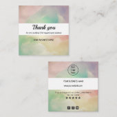 虹の雲のグラデーション ビジネス感謝カード スクエア名刺 (正面/裏面)