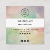 虹の雲のグラデーション ビジネス感謝カード スクエア名刺 (裏面)