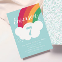 虹の雲の子供の誕生日パーティーの招待