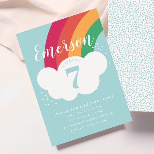 虹の雲の子供の誕生日パーティーの招待 招待状