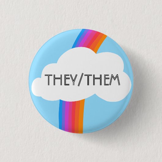 虹の雲をカラフル宣告 缶バッジ (正面)