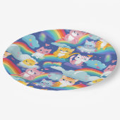 虹の雲を描いた猫たち、かわいい幸せ ペーパープレート (アングル)