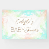 虹の雲カラフル赤ちゃんシャワーへようこそ 横断幕 (横)