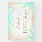 虹の雲カラフル赤ちゃんシャワーへようこそ 横断幕 (縦)